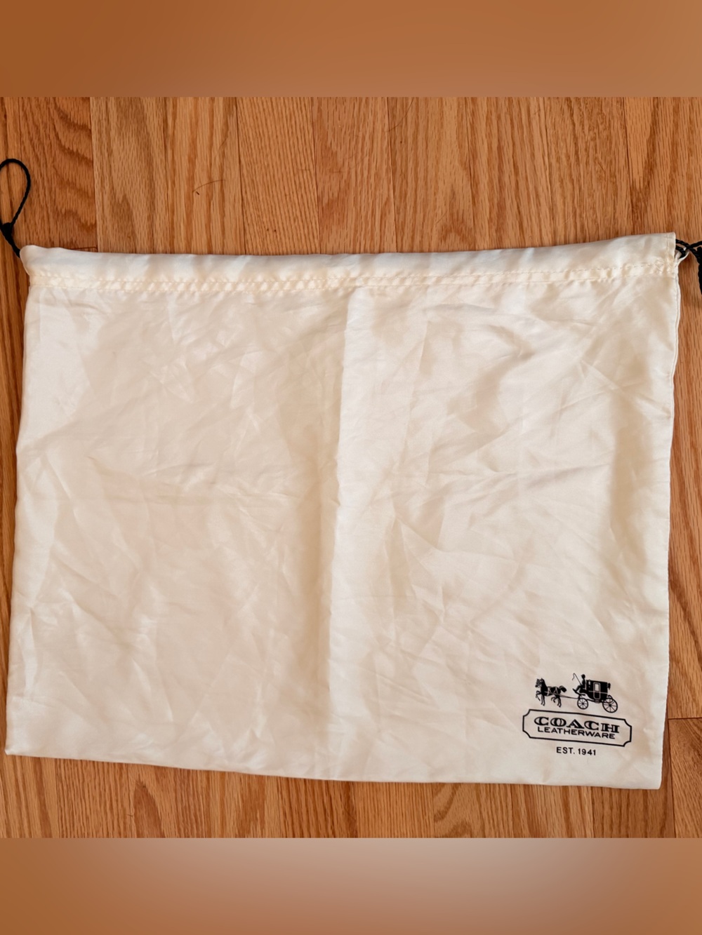 Coach White Drawstring Dust Bag with Black Logo